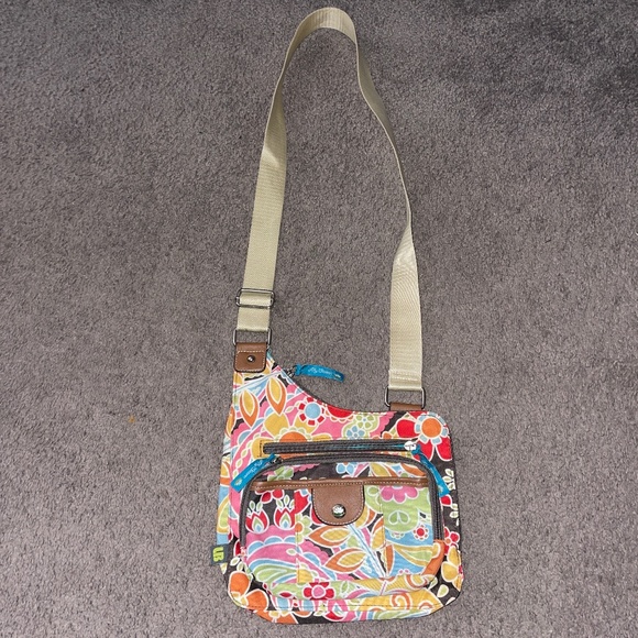 Lily Bloom Pink Green Yellow Crossbody Bag Purse - Picture 1 of 5